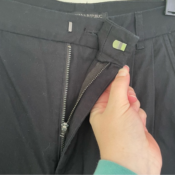 Banana Republic Explorer Nouve Wide Leg Pleated Pants Black 8 Cotton - Picture 10 of 12